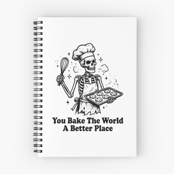 Item preview, You Bake The World A Better Place Funny Spooky Skeleton Baker designed and sold by Neon Bones Studio.