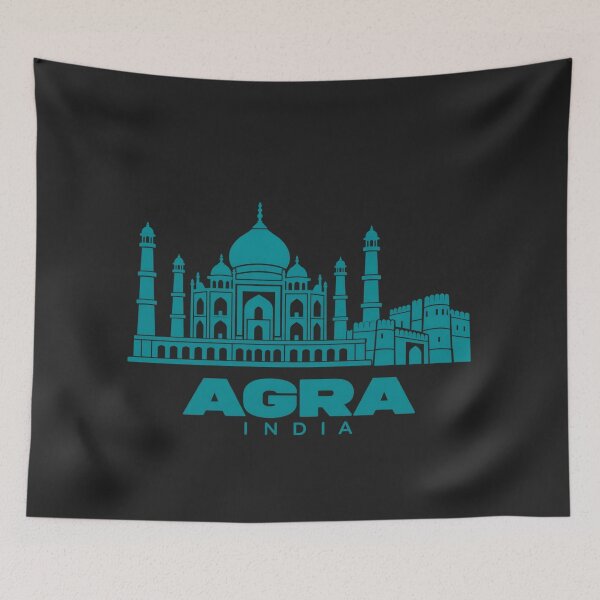 Artikelvorschau, Agra, Uttar Pradesh, Indien – Wahrzeichen-Poster (Linienzeichnung) entworfen und verkauft von CMYKStudio.