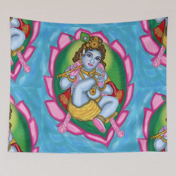 Artikelvorschau, Digitale Zeichnung von Lord Krishna | Beschreibung eines Kunstwerks des Hindu-Gottes Krishna entworfen und verkauft von Harshit_Digital_Arts.