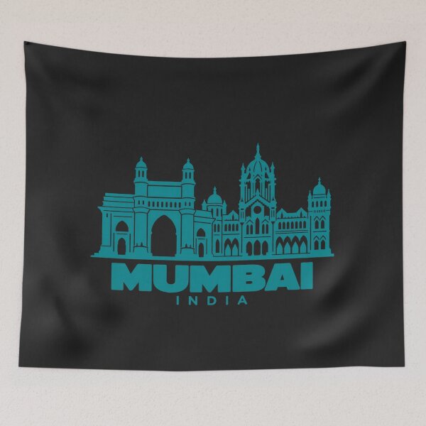 Aperçu de l'œuvre Affiche de la skyline de Mumbai, Maharashtra, Inde (dessin au trait) créée et vendue par CMYKStudio.