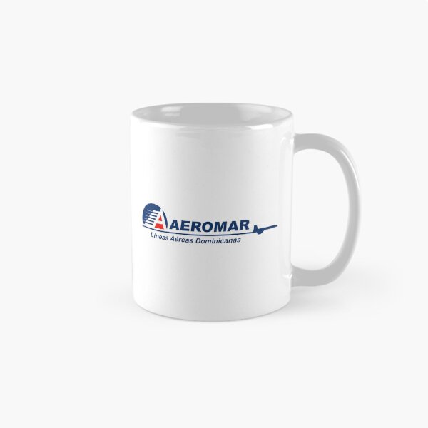 Artikelvorschau, Logo der Fluggesellschaft Aeromar Lineas Aéreas Dominicanas in Marineblau und Rot mit Flugzeugsilhouette entworfen und verkauft von Laura  W Hoover.