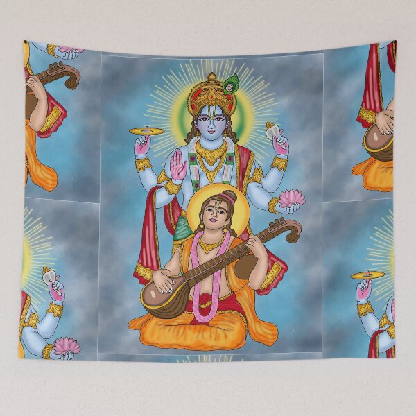 Item preview, Vishnu and Narada Digital Drawing | Hindu Mythology Spiritual Artwork designed and sold by Harshit_Digital_Arts.