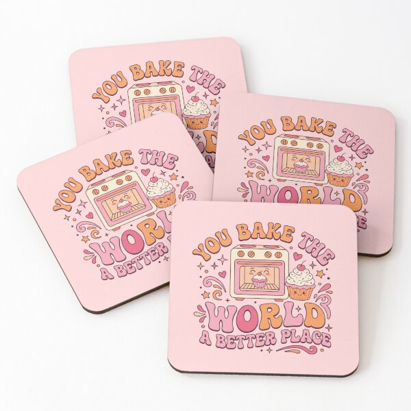 Item preview, You Bake The World A Better Place 70s Groovy Pink Retro Baking designed and sold by Neon Bones Studio.