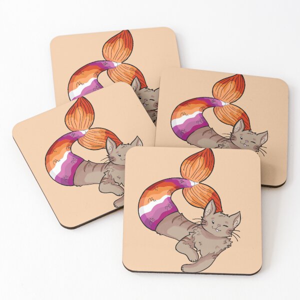 Item preview, Lesbian Flag Mer-Cat designed and sold by Sobbingcj.
