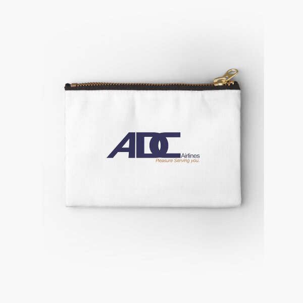 Artikelvorschau, Logo der nigerianischen Fluggesellschaft ADC Airlines in Dunkelblau mit orangefarbenem Slogan „Pleasure Serving You“ (Es freut mich, Sie zu bedienen). entworfen und verkauft von Laura  W Hoover.