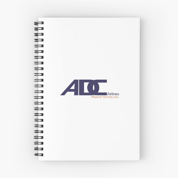 Aperçu de l'œuvre Logo de la compagnie aérienne nigériane ADC Airlines en bleu marine foncé avec le slogan orange « Le plaisir de vous servir ». créée et vendue par Laura W Hoover.