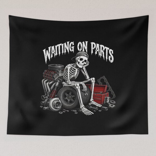 Item preview, funny mechanic skeleton waiting on parts coffee car repair designed and sold by Cocuninecrew.