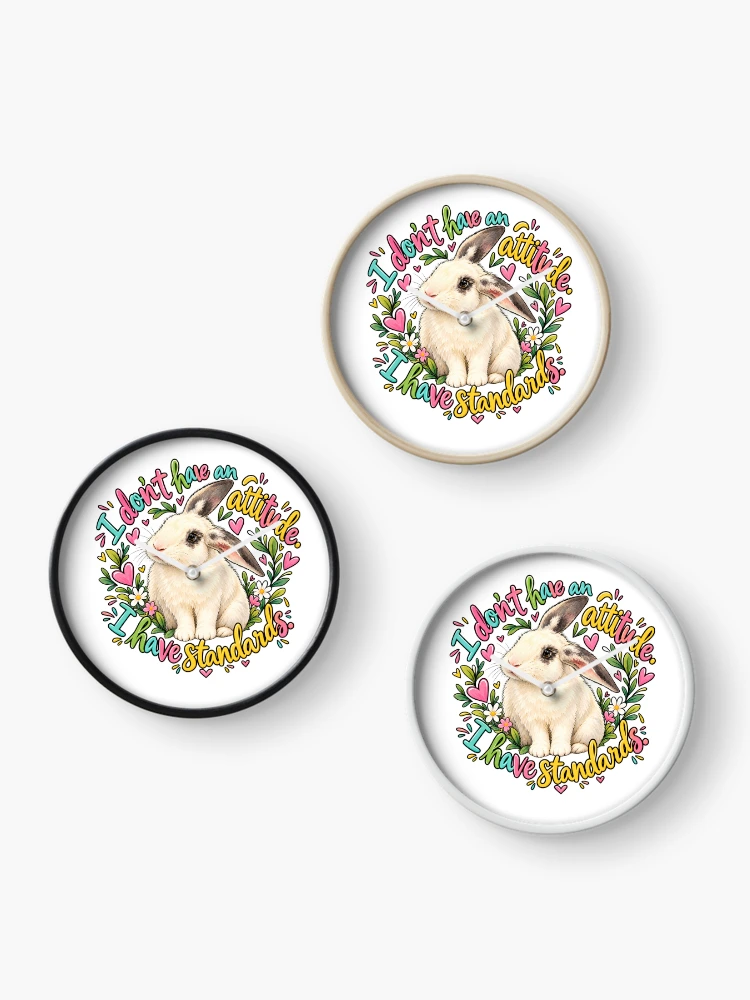 Thumbnail 3 of 4, Clock, No attitude… designed and sold by RabbitRescue.