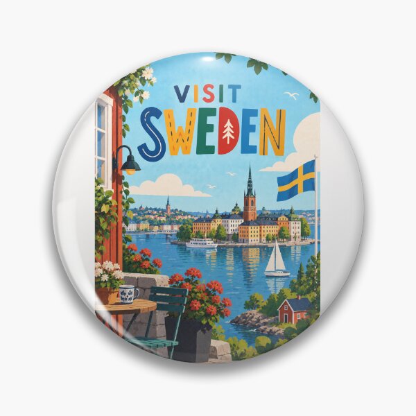 Item preview, Visit Sweden with Stockholm Waterfront, Swedish Flag and Nordic Summer designed and sold by Places On Earth.