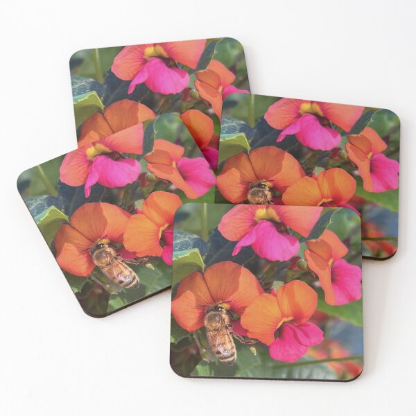 Item preview, Bee on Australian Heart-Leaf Flame Pea designed and sold by Be Captured by Brittany Emma.