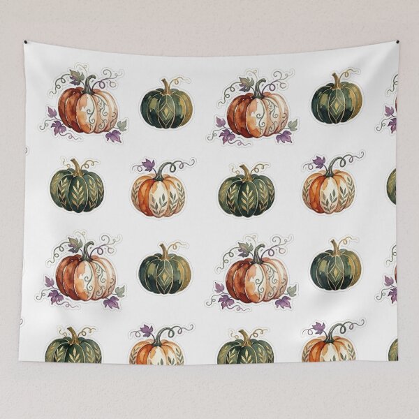 Item preview, Watercolor Halloween Pumpkins sticker set - Spooky Cute Autumn Harvest Art - Fashion & Sticker designed and sold by asumintjapan1.