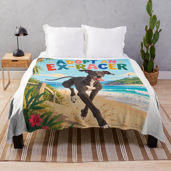 Item preview, Adopt an Ex-Racer Greyhound Running on a Tropical Beach designed and sold by Places On Earth.