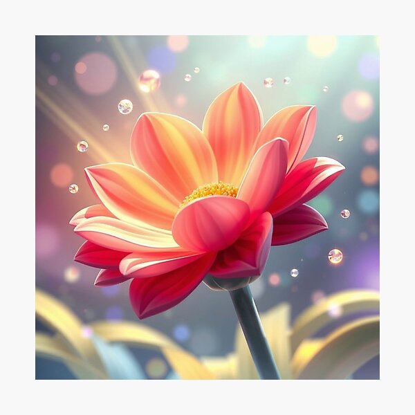 Artikelvorschau, Radiant Sunset Blossom with Dew Drops - Magical Floral Art entworfen und verkauft von Marip1974.