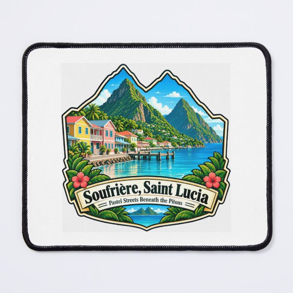 Item preview, Soufrière Saint Lucia Pastel Streets Beneath The Pitons Caribbean Travel Vacation designed and sold by NeedForParks.