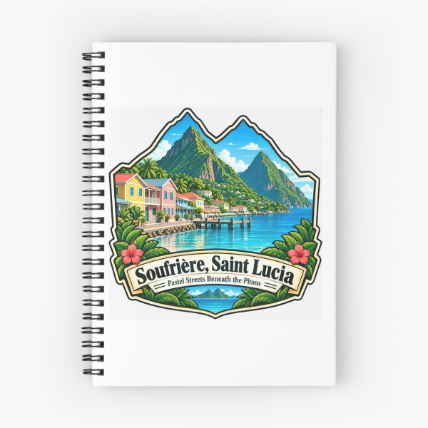 Item preview, Soufrière Saint Lucia Pastel Streets Beneath The Pitons Caribbean Travel Vacation designed and sold by NeedForParks.