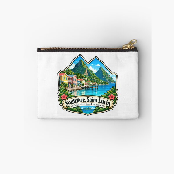 Item preview, Soufrière Santa Lucía Calles color pastel debajo de los Pitons Vacaciones en viajes al Caribe designed and sold by NeedForParks.