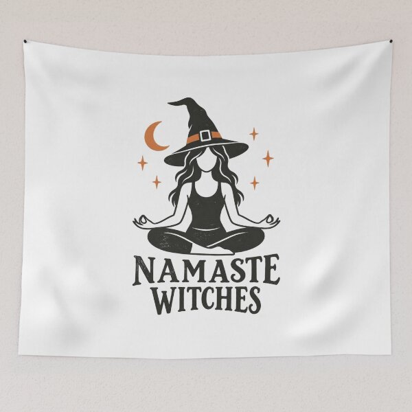 Aperçu de l'œuvre Yoga Halloween - Sorcières Namaste créée et vendue par CampAndCoast.