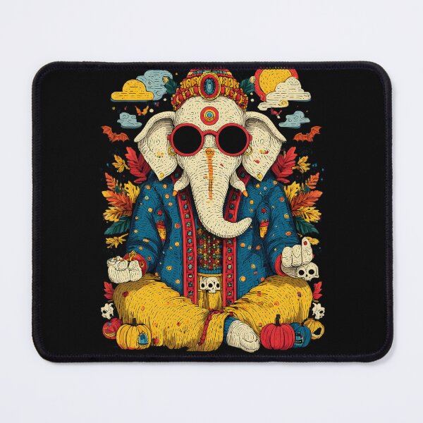 Item preview, Cool Elephant Meditating Halloween Blue Robe Yellow Halo Pop Art designed and sold by PANNARUK THAILAND.