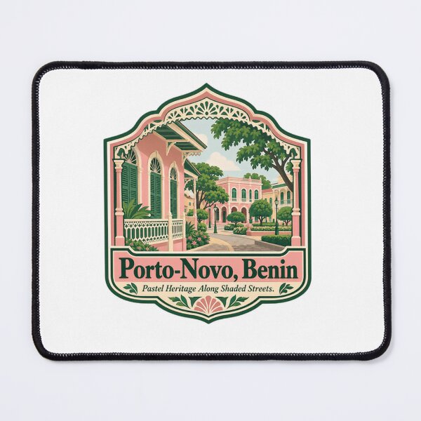 Item preview, Porto-Novo Benin Travel Souvenir Pastel Heritage Along Shaded Streets designed and sold by SkeletonsDanger.