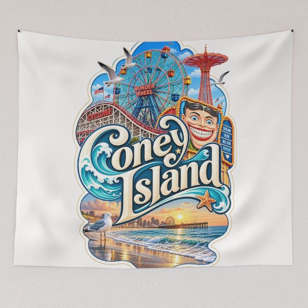 Item preview, Coney Island New York Wonder Wheel Cyclone Boardwalk and Atlantic Ocean designed and sold by Places On Earth.