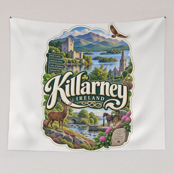 Item preview, Killarney Ireland Ross Castle Lakes and Kerry National Park designed and sold by Places On Earth.