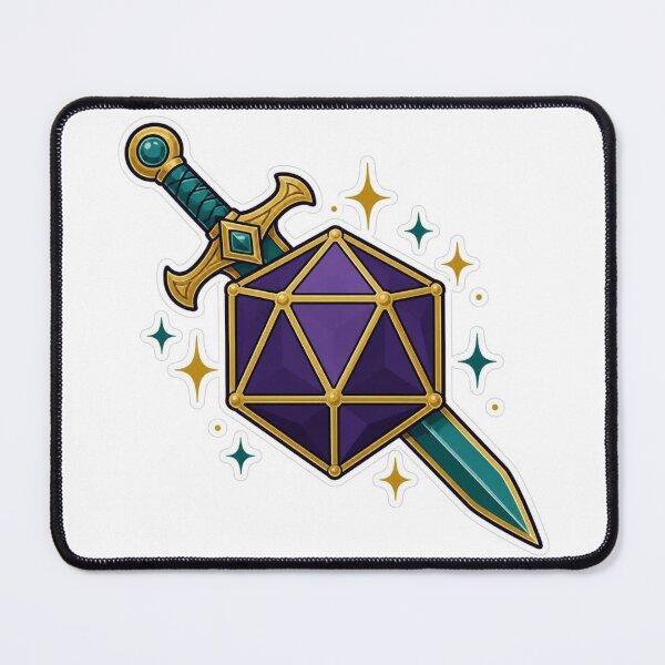 Item preview, D20 Dice with Fantasy Sword - Tabletop RPG Adventurer designed and sold by LearnFunStore.