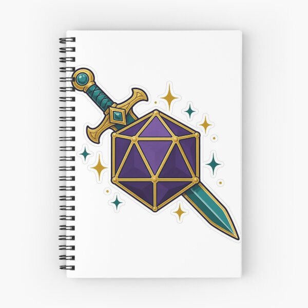 Item preview, D20 Dice with Fantasy Sword - Tabletop RPG Adventurer designed and sold by LearnFunStore.