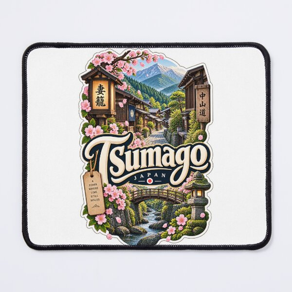 Item preview, Tsumago Japan Nakasendo Post Town Cherry Blossoms and Kiso Valley designed and sold by Places On Earth.