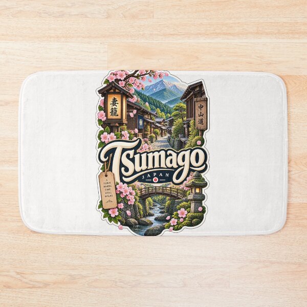 Item preview, Tsumago Japan Nakasendo Post Town Cherry Blossoms and Kiso Valley designed and sold by Places On Earth.