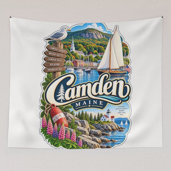 Item preview, Camden Maine Harbor Mount Battie Penobscot Bay and Lighthouse Coast designed and sold by Places On Earth.