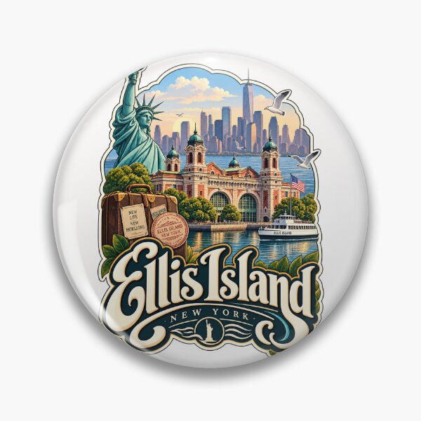 Item preview, Ellis Island New York Statue of Liberty Immigration Landmark and Manhattan Skyline designed and sold by Places On Earth.