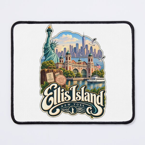 Item preview, Ellis Island New York Statue of Liberty Immigration Landmark and Manhattan Skyline designed and sold by Places On Earth.