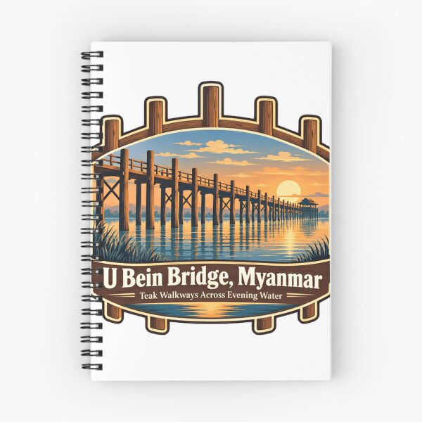 Item preview, U Bein Bridge, Myanmar Teak Walkways Across Evening Water Travel Landmark Souvenir designed and sold by HumansStuck12.