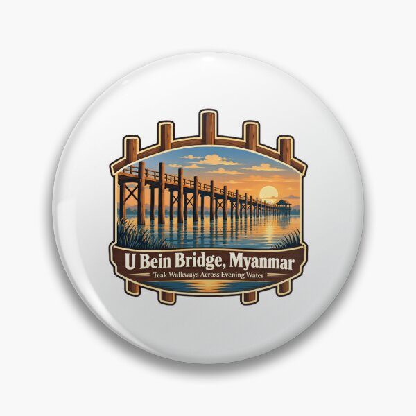 Item preview, Puente U Bein, Myanmar. Pasarelas de teca sobre el agua al atardecer. Un lugar emblemático para viajeros. Recuerdos. designed and sold by HumansStuck12.