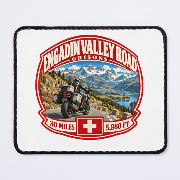 Item preview, Engadin Valley Road Grisons Switzerland Motorcycle Touring Rider designed and sold by RetroMini2026.