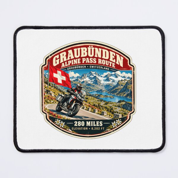 Item preview, Graubünden Alpine Pass Route Graubünden Switzerland 280 Miles Elevation 8.202 Ft Motorcycle Touring Rider designed and sold by Simsimah26Parks.