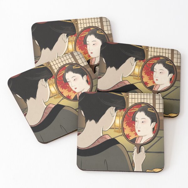 Artikelvorschau, Geisha blickt in den Handspiegel (Japanische Kunst) entworfen und verkauft von TokyoUkiyoHouse.