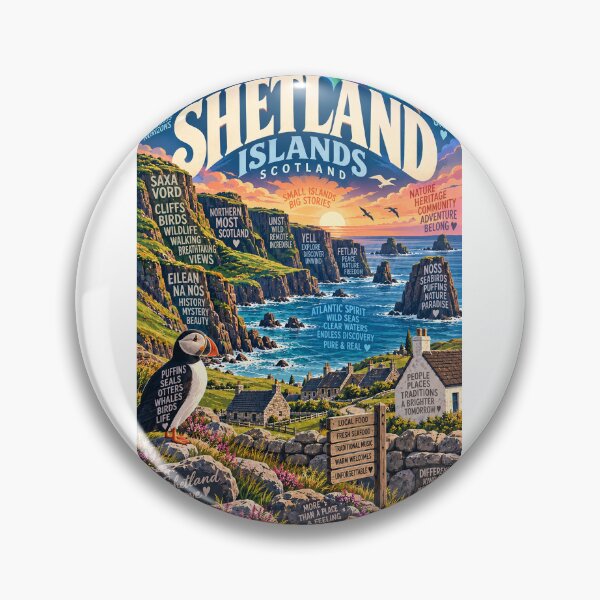 Item preview, Shetland Islands Scotland Northern Isles Cliffs Puffins and Atlantic Coast designed and sold by Aryabek.