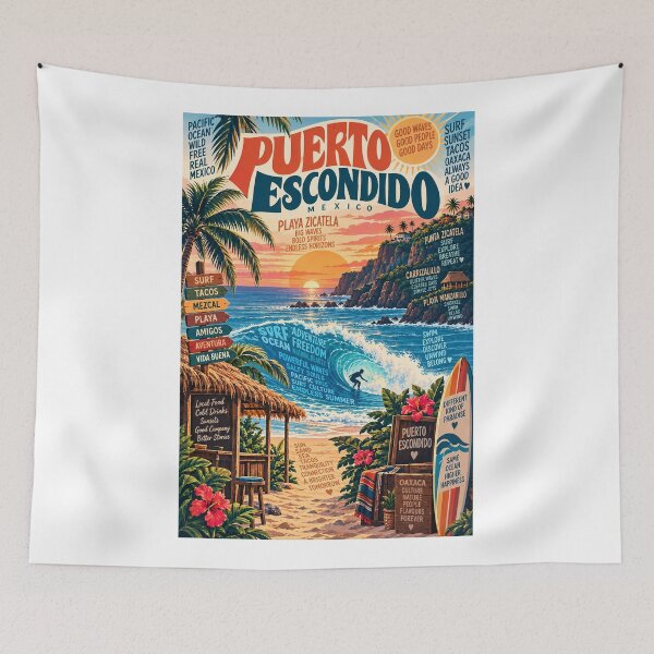 Item preview, Puerto Escondido Mexico Playa Zicatela Oaxaca Surf Coast and Pacific Ocean designed and sold by Aryabek.