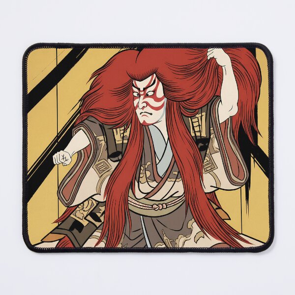 Item preview, Red Haired Kabuki Renjishi Lion Dancer designed and sold by TokyoUkiyoHouse.