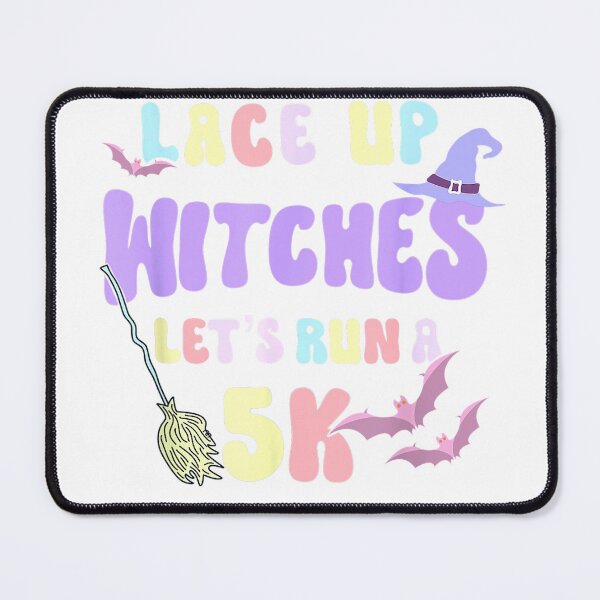 Item preview, Lace Up Witches Let's Run A 5K Retro Goth Halloween Witch T-Shirt designed and sold by teluguredbubble.