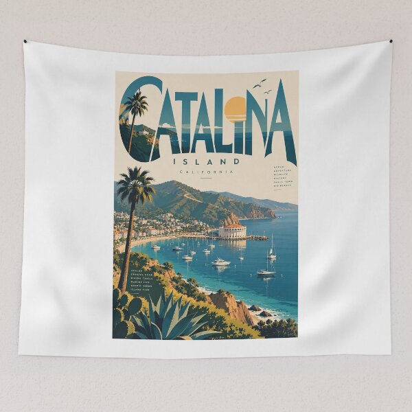 Item preview, Catalina Island California Avalon Harbor Coastal Panorama designed and sold by Aryabek.
