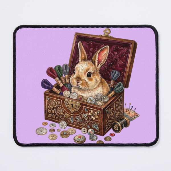 Item preview, Fluffy Bunny in Vintage Wooden Jewelry Box designed and sold by Merli7.