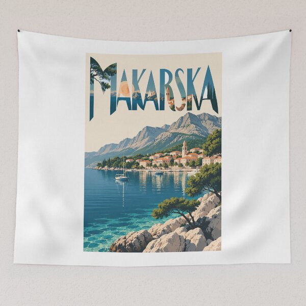 Item preview, Makarska Croatia Adriatic Waterfront Beneath Biokovo designed and sold by Aryabek.