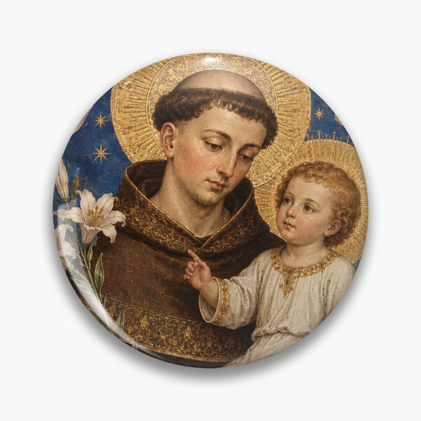 Item preview, Saint Anthony of Padua – Saint Anthony Holding the Child Jesus | Catholic Religious Art designed and sold by Crux Fidelis.