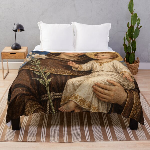 Item preview, Saint Anthony of Padua – Saint Anthony Holding the Child Jesus | Catholic Religious Art designed and sold by Crux Fidelis.