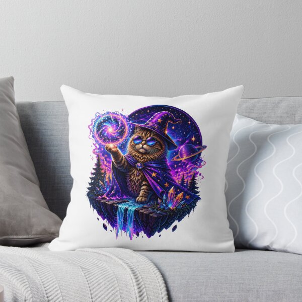 Item preview, psychedelic cat king dinosaur moon cosmic aurora designed and sold by hugoinkcoast.