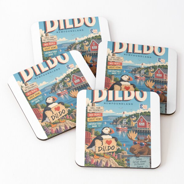 Item preview, Dildo Newfoundland Harbour Puffin and Moose Coastal Scene designed and sold by Aryabek.