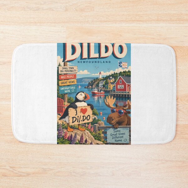 Item preview, Dildo Newfoundland Harbour Puffin and Moose Coastal Scene designed and sold by Aryabek.