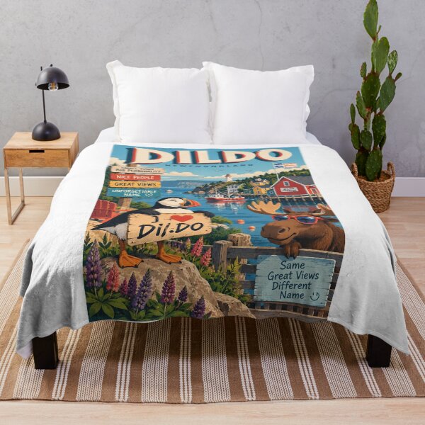 Item preview, Dildo Newfoundland Harbour Puffin and Moose Coastal Scene designed and sold by Aryabek.
